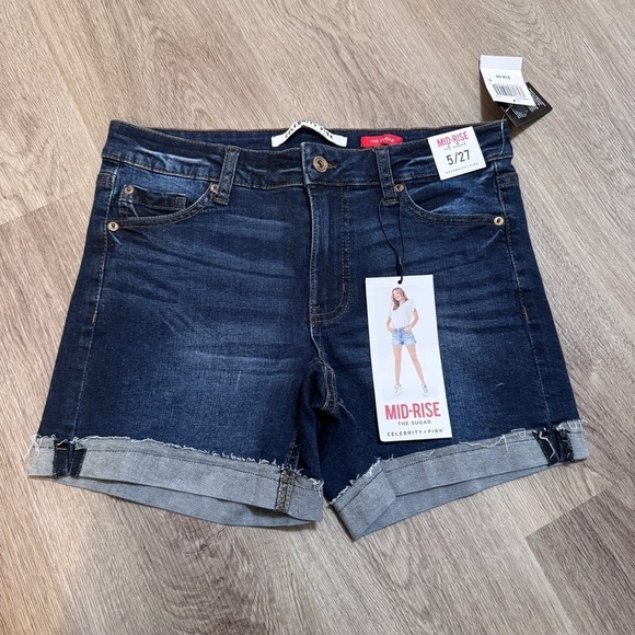 Celebrity Pink Pants - Celebrity Pink The Sugar Mid Rise Denim Jean Shorts Cuffed 5 / 27